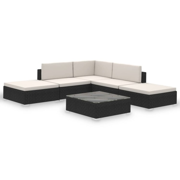 Set Mobilier De Grădină Cu Perne 6 Piese Negru Poliratan 41257